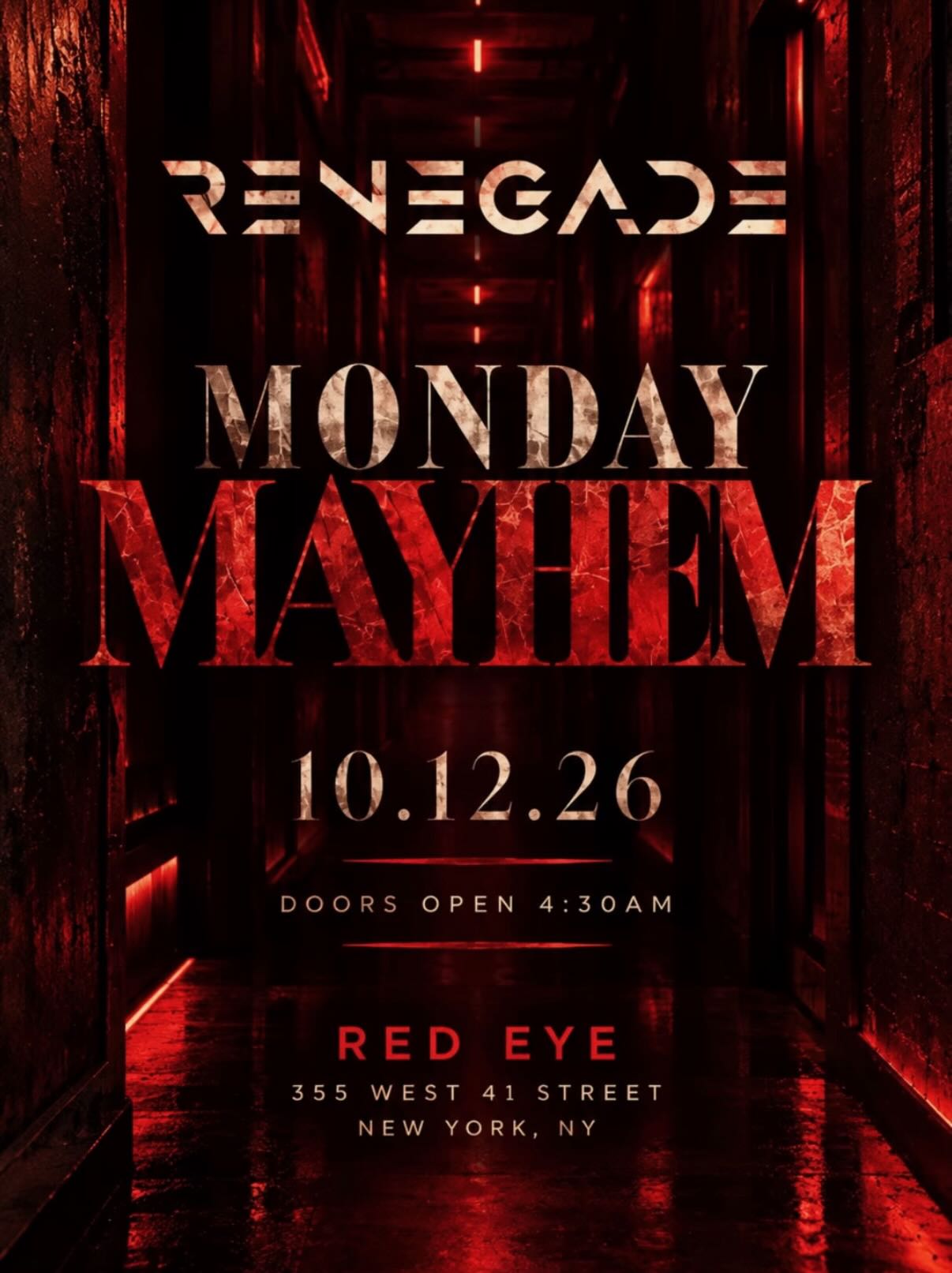 Poster for Renegade Monday Mayhem