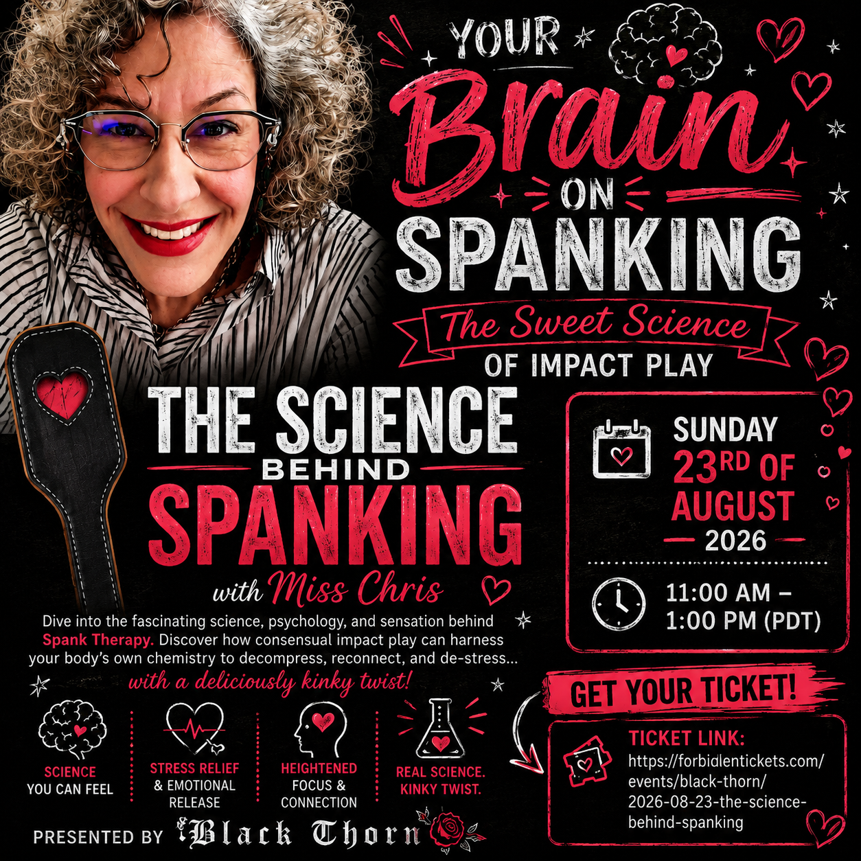 Poster for THE SCIENCE BEHIND SPANKING with Miss Chris!