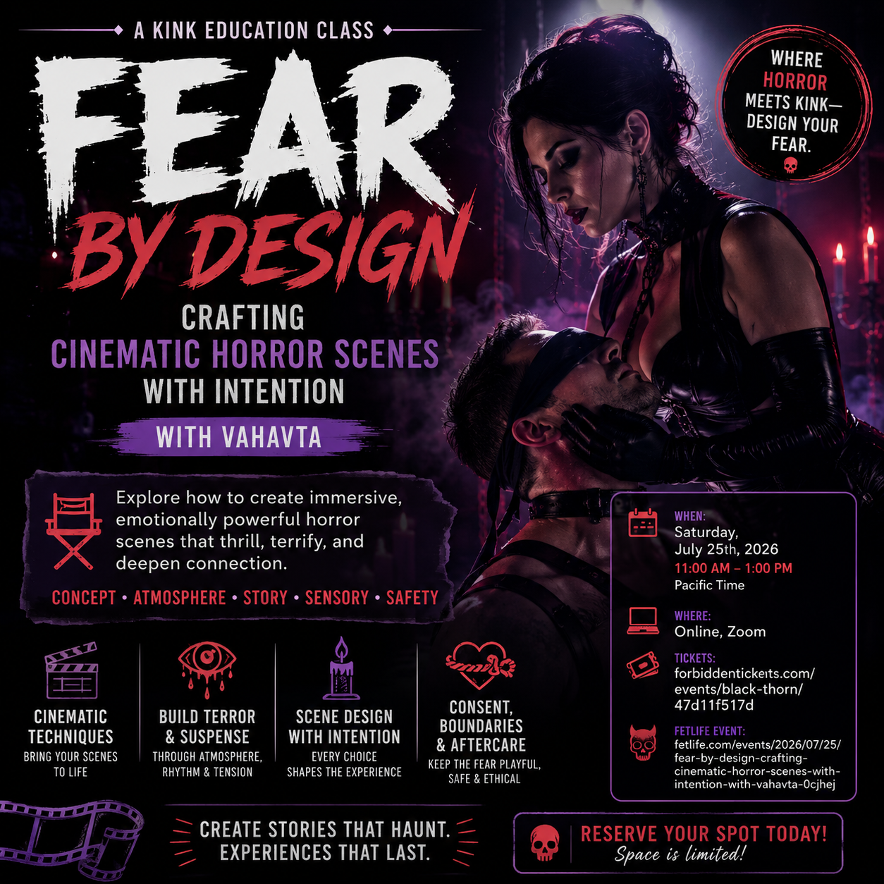 Poster for Fear By Design: Crafting Cinematic Horror Scenes with Intention with vahavta!