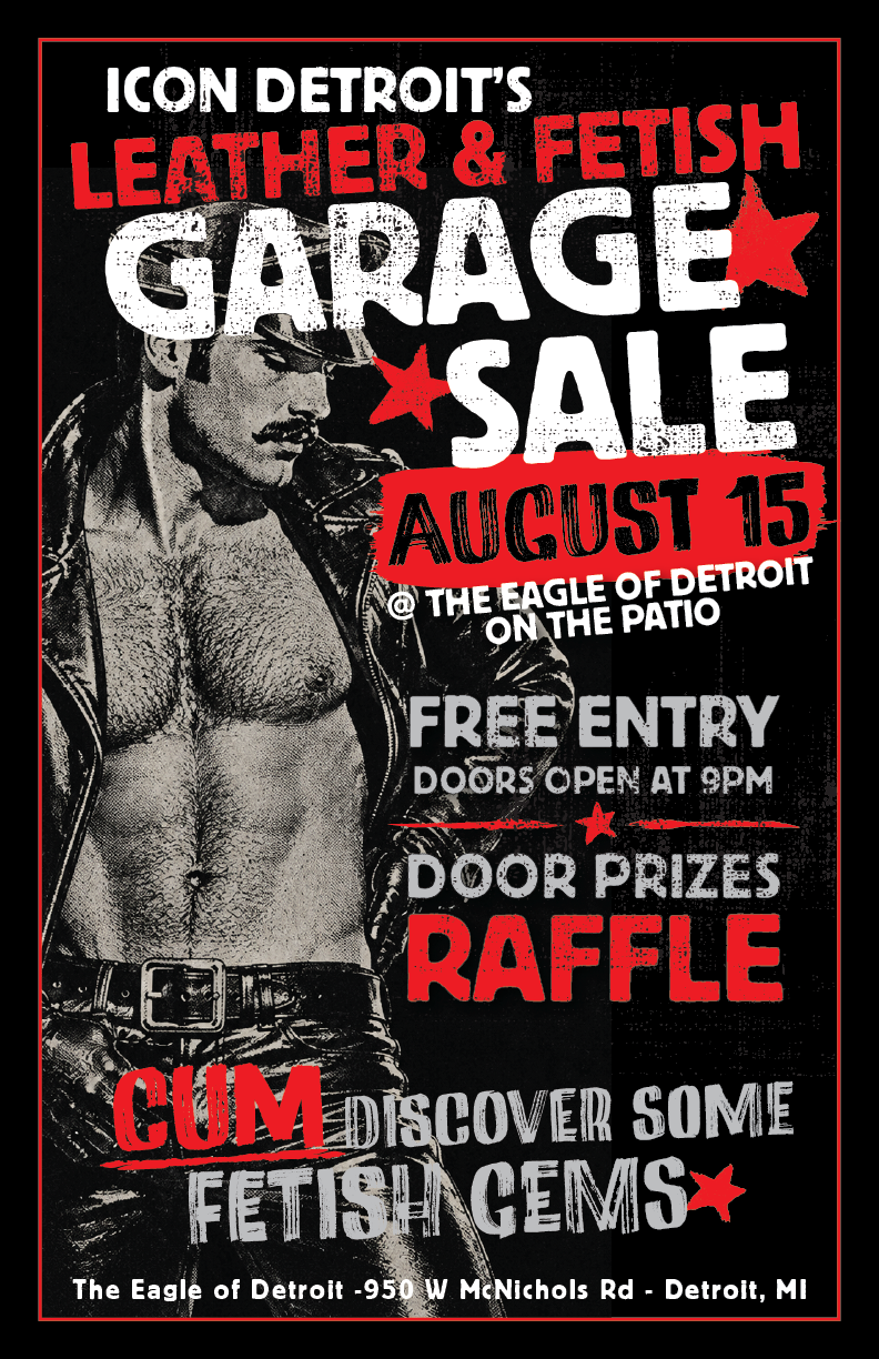 Poster for ICON Detroit's Leather and Fetish Garage Sale